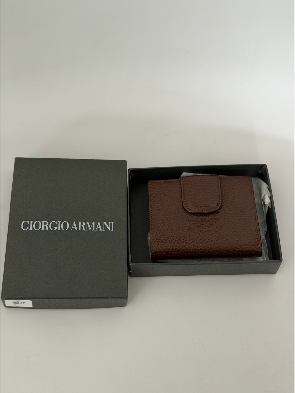 Vintage Giorgio Armani Emporio Armani Brown Leather Kiss Lock Wallet Made Italy